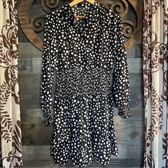 Polka Dot Dress L Boho Whimsy Goth Party Going Out Mini Classy Elegance - Picture 2 of 16